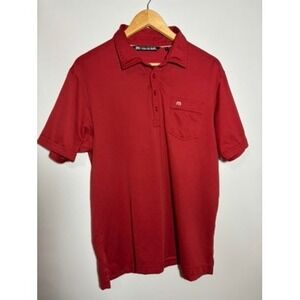 Travis Mathew Men's Red Short Sleeve Polo Shirt Pocket Size‎ Large Golf Casual